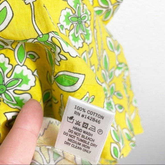 Rhode Ava Floral V Neck Short Sleeve Wrap Top Yellow Cotton Printed Casual - Picture 6 of 8